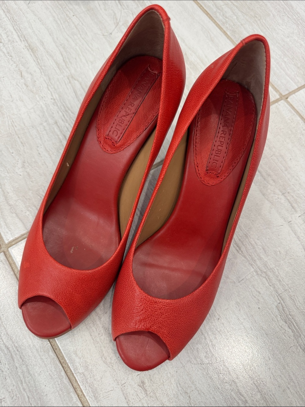 Banana Republic Red Peep-Toe Heels